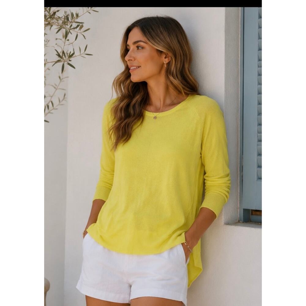 Philosophy Yellow Sweater Medium Lightweight Knit High Low Hem Casual Top